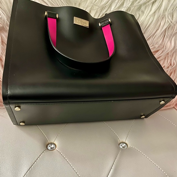 Kate Spade Arbour Hill Kyra Black Pink Leather Handbag - Picture 2 of 10